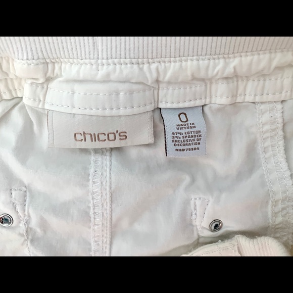 Chicos sz 0 white cotton spandex long shorts elastic waist roll up cuff - Picture 6 of 6